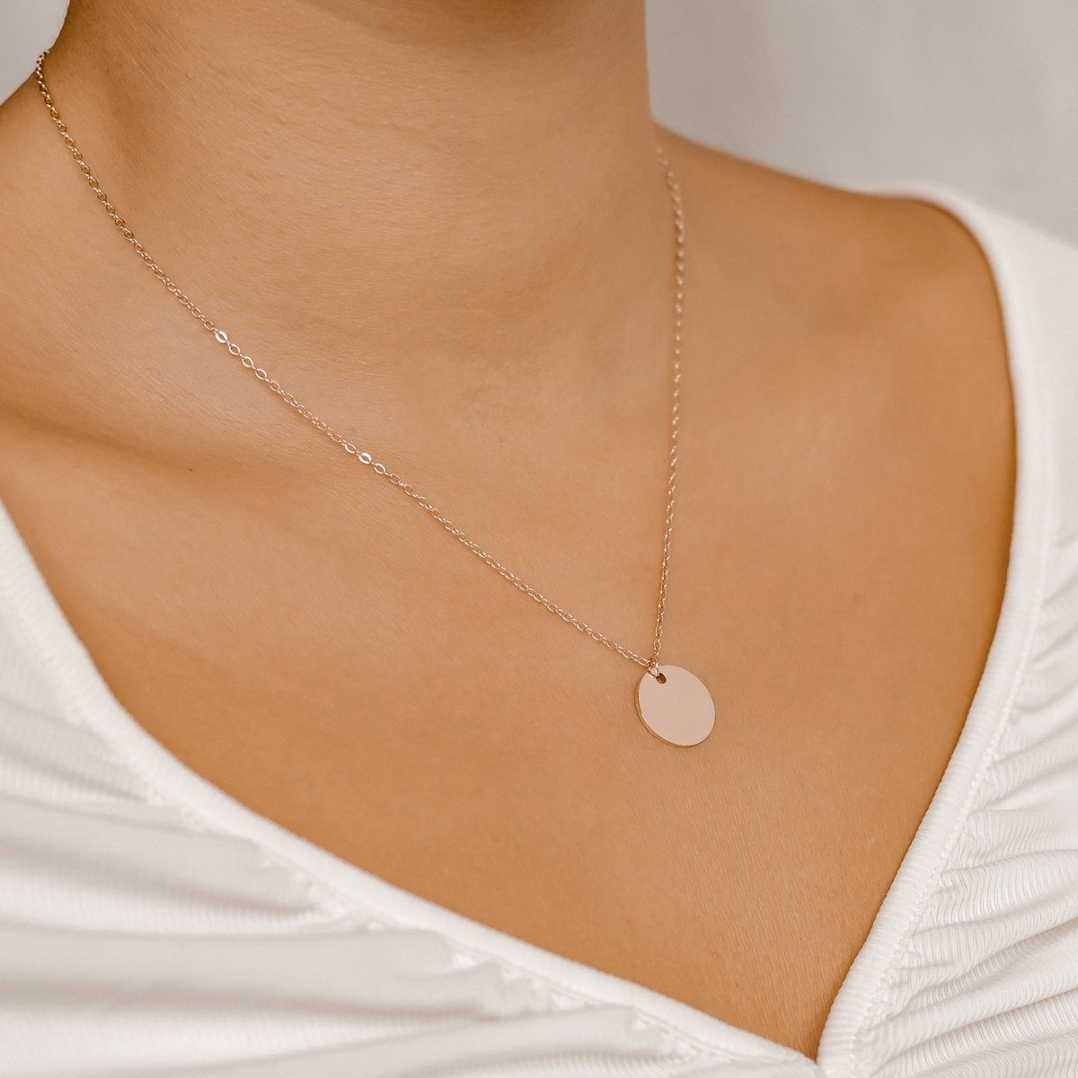 Hey Happiness Cirkel Hanger Ketting Dames Roestvrij Staal 18K Roségoud Verguld – Met Ronde Hanger – Waterdicht – Roségoud