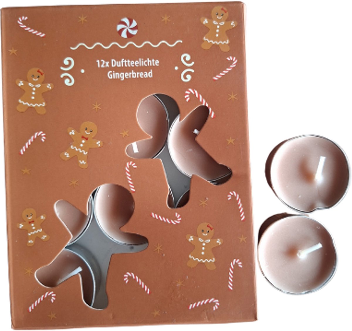 Geurtheelichtjes - Gingerbread - 12 stuks | Warme Koekjesgeur | Kerst Theelichtjes - Branduur: 4h