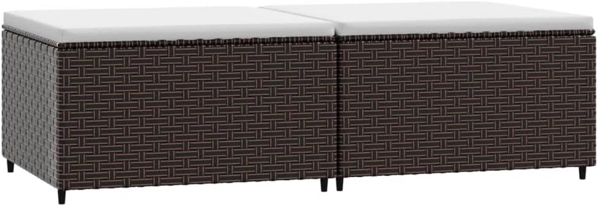 Set van 2 Tuin Voetenbanken met Kussens - Poly-rattan Buiten Poef