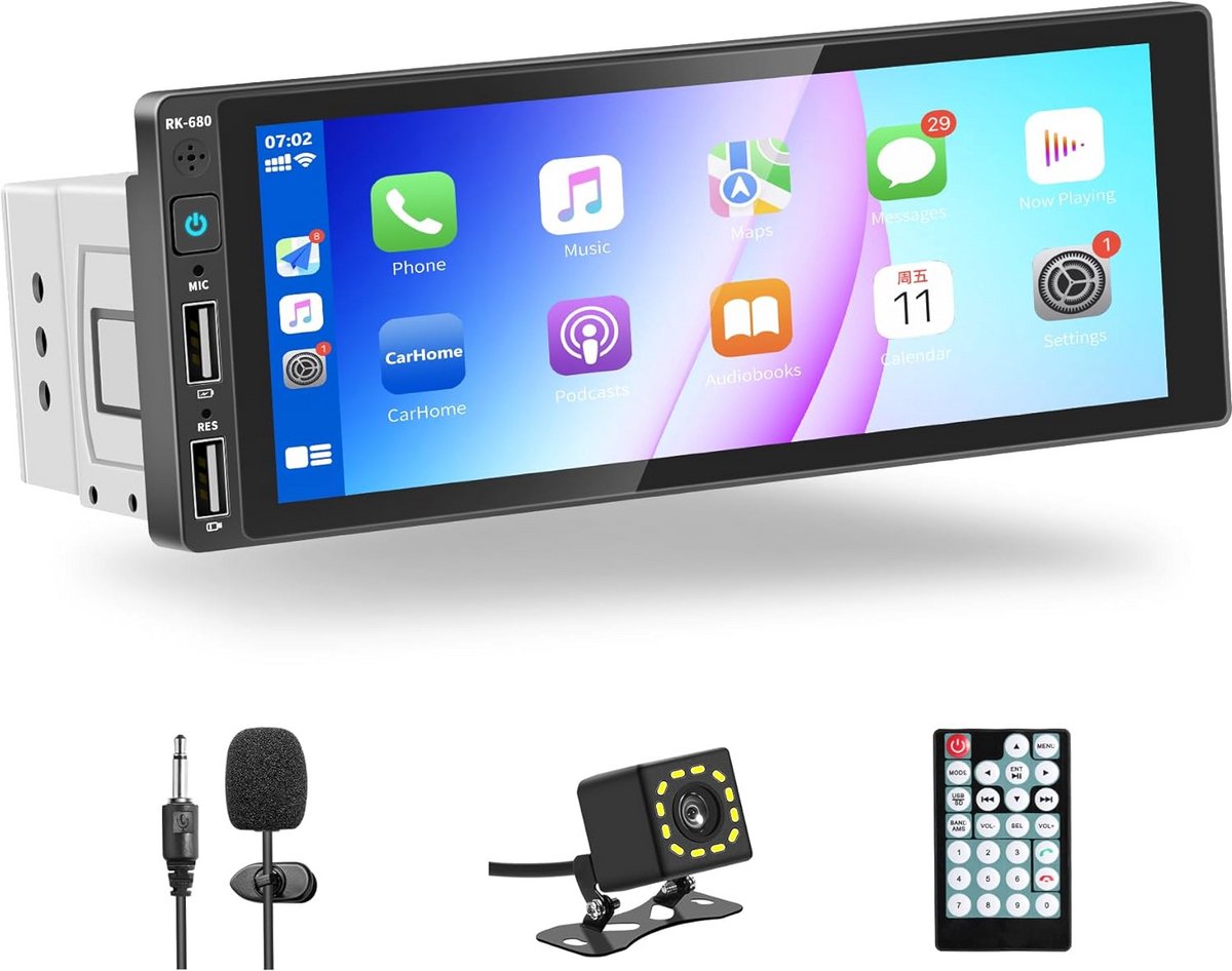 Universele Single Din Auto Radio met 6.9 inch Touchscreen en MP5 Ondersteuning