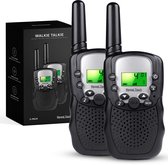 Regal Tech® Walkie Talkie set – 2 Stuks – Bereik tot 5KM – Walkie Talkie voor kinderen – Incl. NL Handleiding– VOX Handsfree – Zaklamp – Draagbaar & Robuust – Zwart