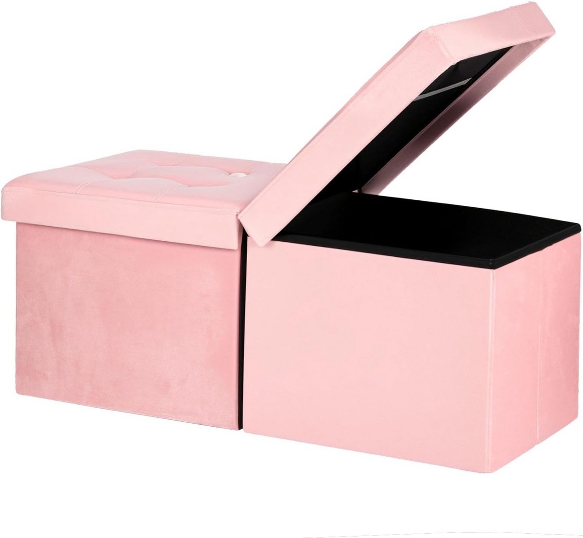 Roze FluWelen Voetenbank met Opbergruimte - Ottomaanse Poef/Salontafel - 81 cm