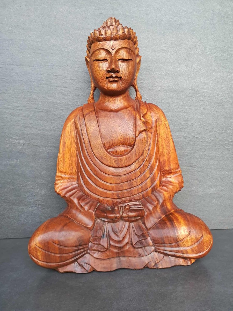 Bouddha en bois de suar-Dhyāna Mudrā-asie-Décoration interieur
