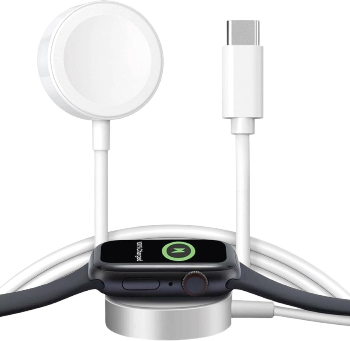 Magnetische Oplader - Geschikt voor Apple Watch Series 1 t/m 10 & SE & Ultra- USB-C – Snellader – 1 Meter – Wit