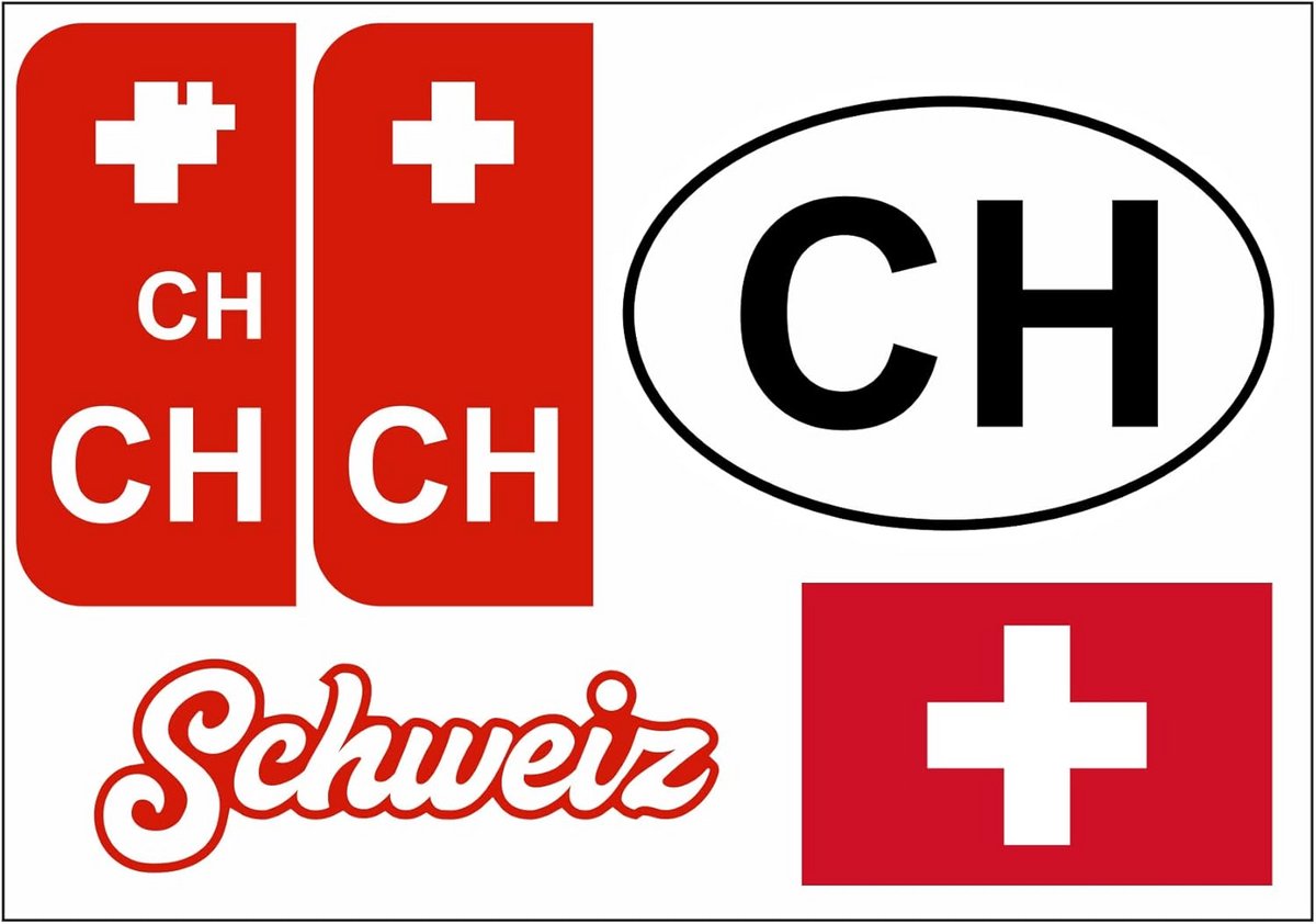 Zwitserland Sticker Vlag Combinatie Set 5 Stuks voor Auto en Motor