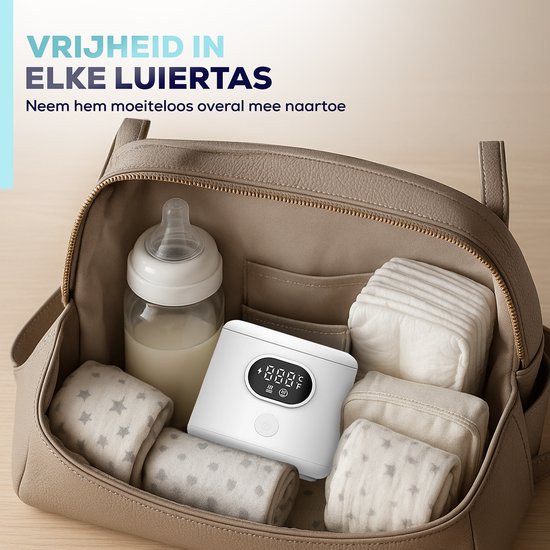 Draagbare Flessenwarmer - Snel Opwarmen - BPA Vrij - Temperatuurregeling - Geschikt Voor Alle Babyflessen - 3 Universele Adapters - 4 Standen - Oplaadbaar - USB-C - Voor Onderweg & Thuis van Merkloos — afbeelding 3