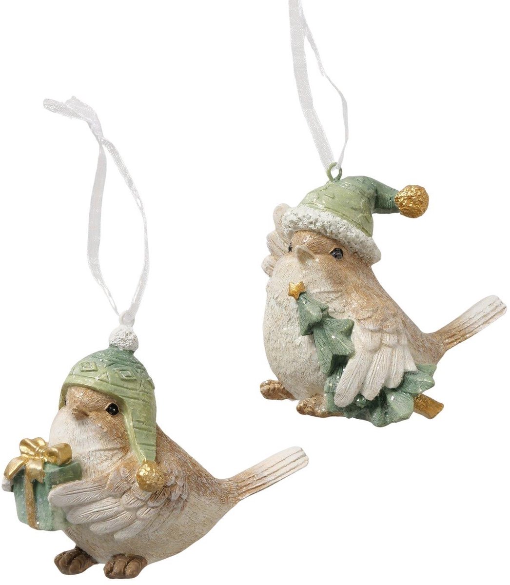 Boltze Home kersthanger vogel kerstdecoratie 7,5x7cm polyresin.