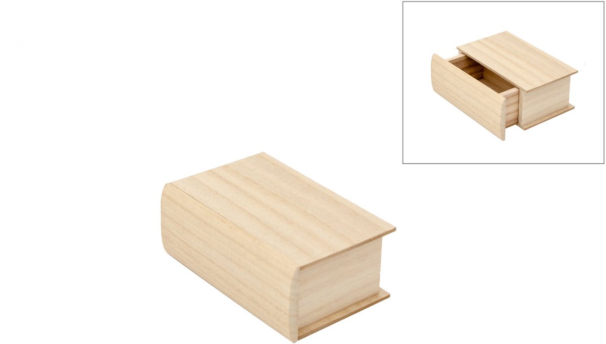 Hobbygroep houten knutsel lade doos boek multicolor 13x8,5x5 cm.