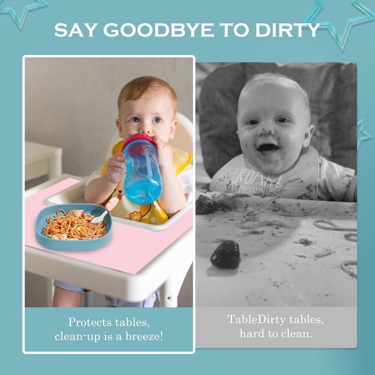 Siliconen Placemat Kinderstoel Antislip - Geschikt voor IKEA Antilop - Vlekbestendig en BPA-vrij Tafelmat Baby en Peuter – foto 4