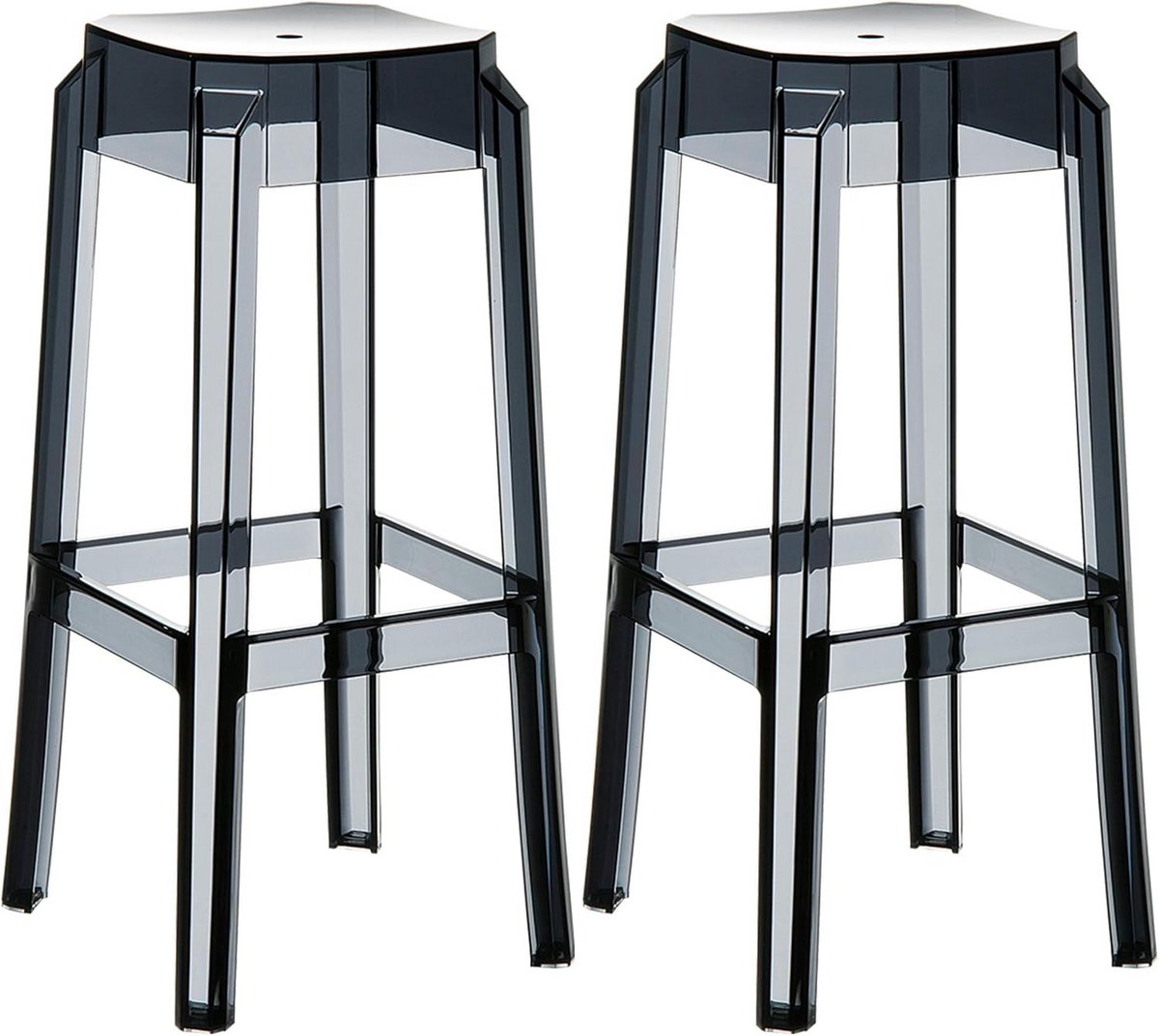 Set van 2 Moderne Barkrukken Zwart - Kunststof Stapelbaar en Weerbestendig