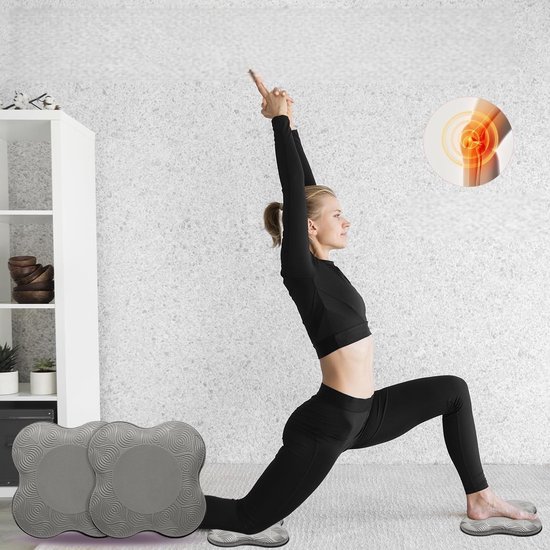 1 set(2 stuks) - Yogablokken - Extra Dik Yogakussen voor Knieën - Onderarmen - Balance en Core Training voor Planken - Lunges en Meditatie - Grijs — afbeelding 3