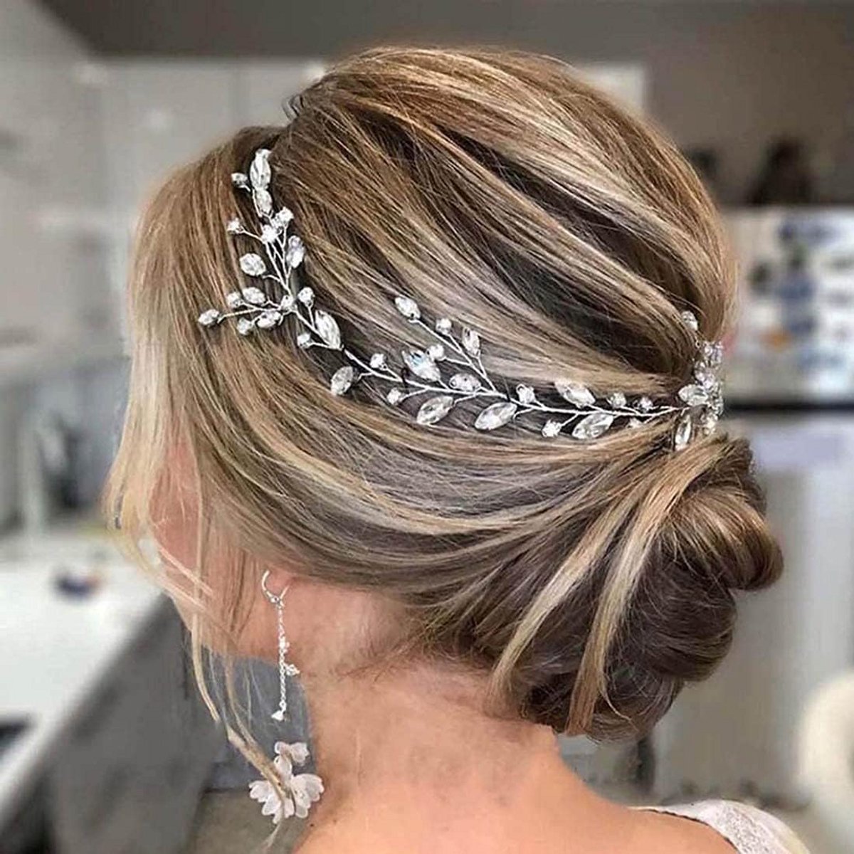 Zilveren Bruidshaaraccessoire met Kristallen en Strass voor Bruiloften