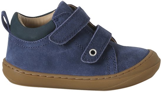 Babyslofjes van zacht leer met antislip blauw