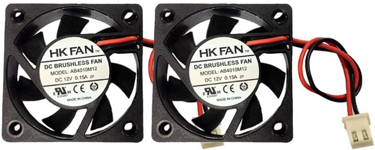 Set van 2 Stuks 40mm Koelventilator 12V Borstelloze DC Ventilator met Kogellager 4010
