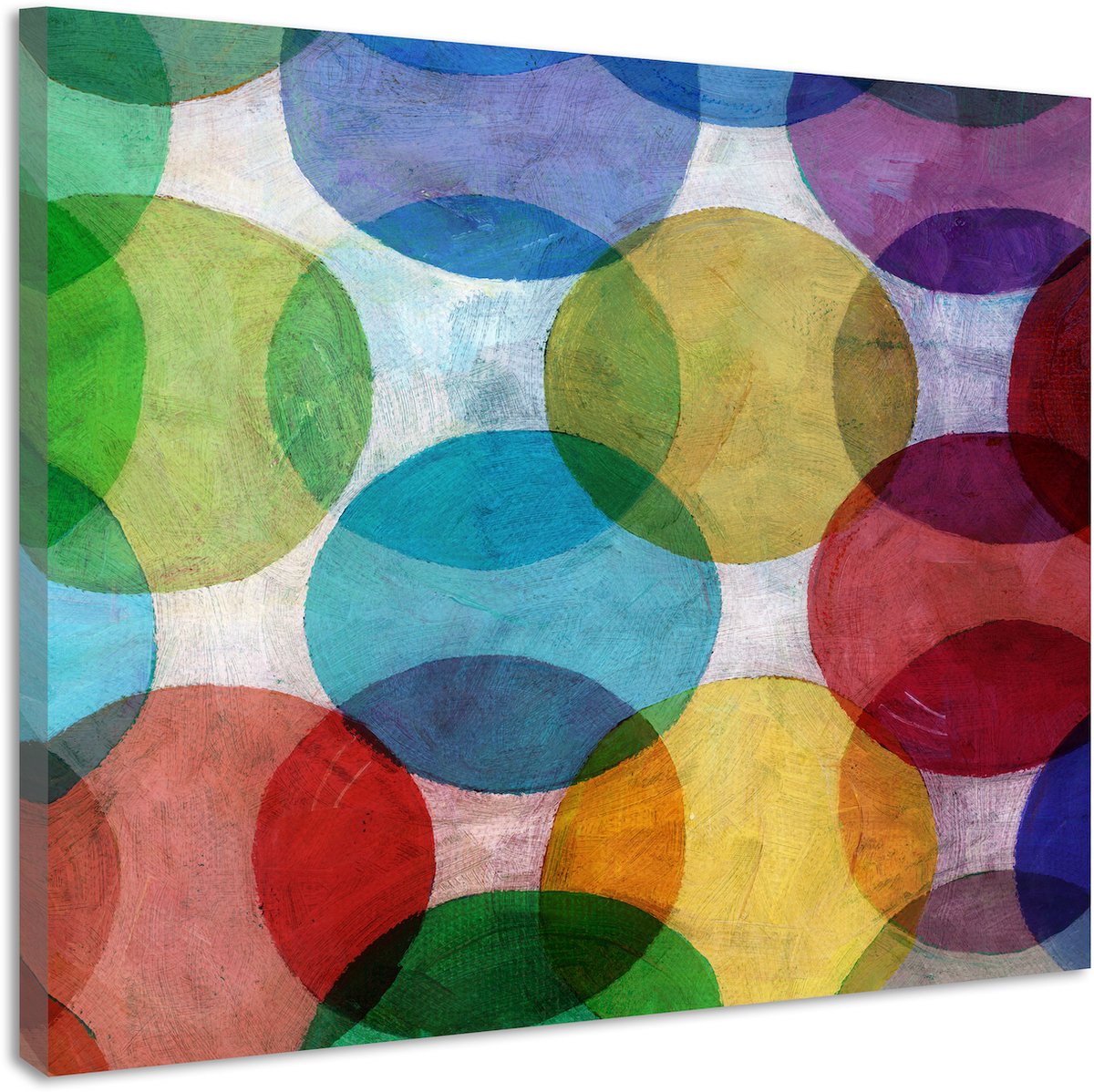 karo-art Schilderij - Abstracte cirkels (print op canvas) , Multikleur , 3 maten , Wanddecoratie