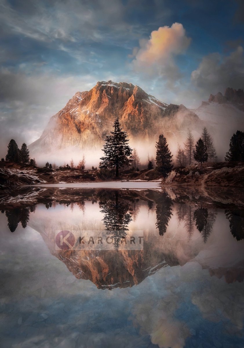 karo-art Schilderij - Prachtig Landschap , Multikleur , 3 maten , Premium print