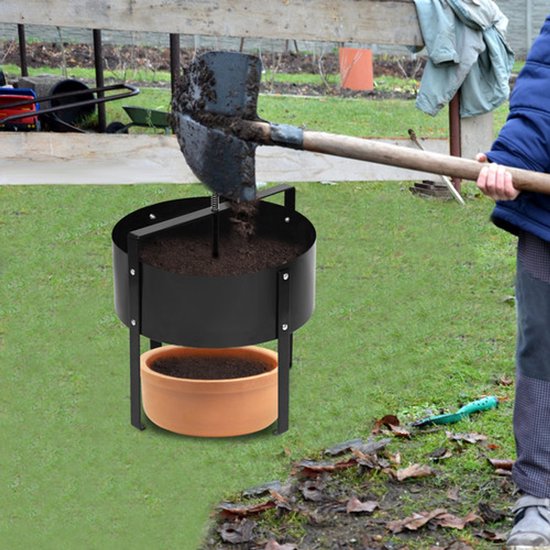 Froadp Draaibare Tuinsif Ø 40 x 56 cm, Handmatige Compostzeef met Handkurk, Bodemzeef voor Aarde, Grind en Compost, Inclusief Rooster, Handvat en Vangbak van Merkloos	 — afbeelding 4