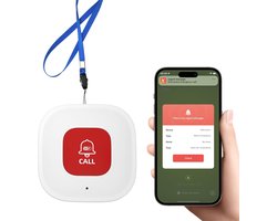 WiFi Alarmknop voor Ouderen, Senioren Alarm met App Notificaties, Noodoproepknop voor Thuiszorg, Ouderenzorg Monitoring, Caregiver Pager, Life Alert Systeem zonder Maandelijkse Kosten