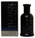 Zwarte Hugo Boss Bottled Night eau de toilette fles van 50ml en bijpassende doos met zilveren opdruk.