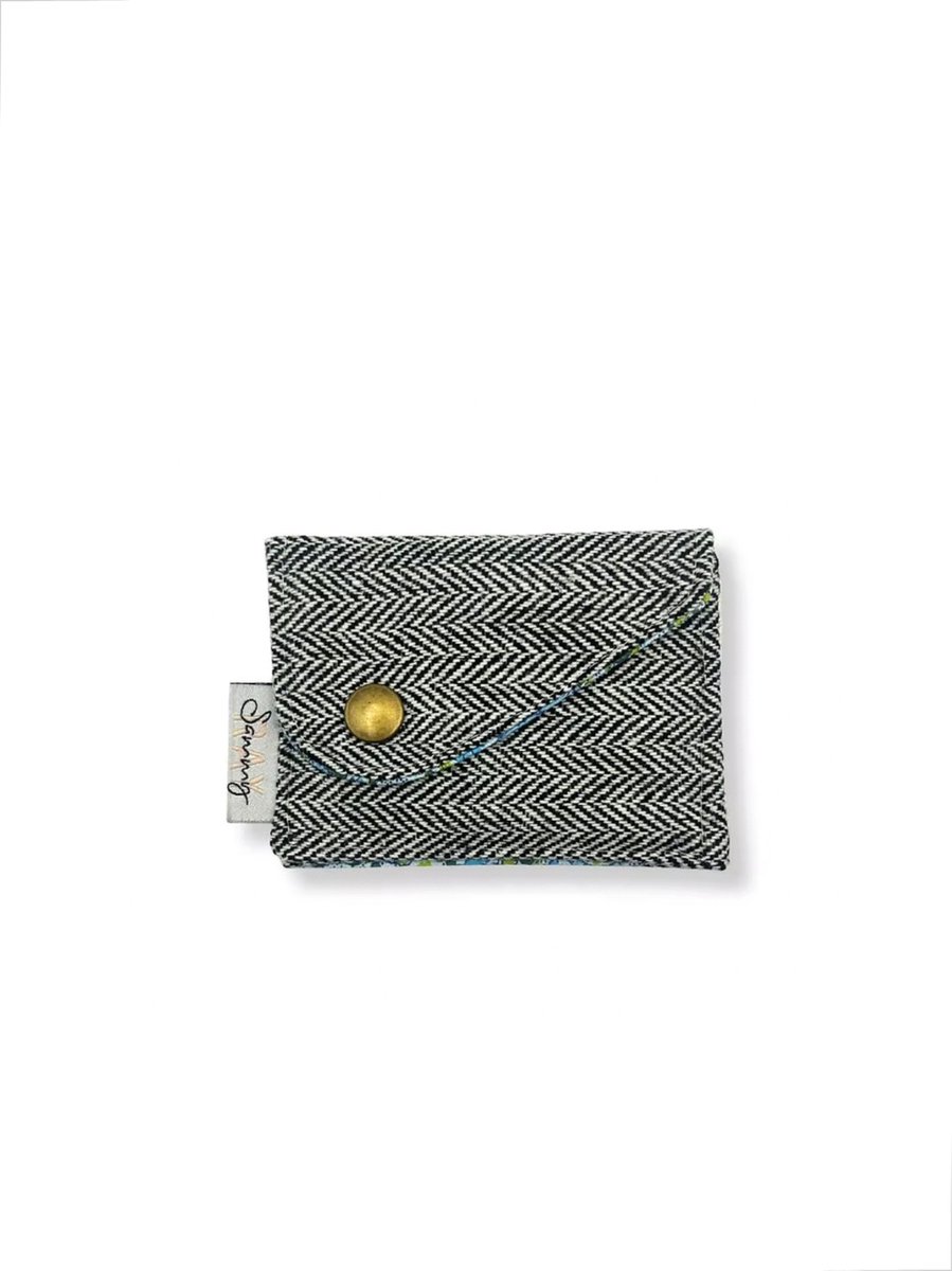 Portemonnee - Grijs gestreept - Mini portemonnee dames - Portefeuille dames - Duurzaam cadeau - Cadeau voor vrouwen verjaardag - Cadeau voor haar - Cadeau voor vriendin - Handmade cadeau
