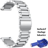 KELERINO. Metalen Schakel Bandje - Samsung Galaxy Watch 46mm - Met Inkorter - Zilver