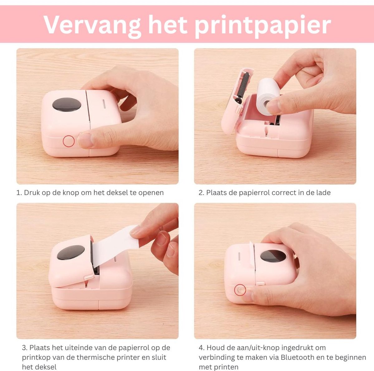 Te volgen Mini Printer - Mobiele Foto Printer thumbnail 4