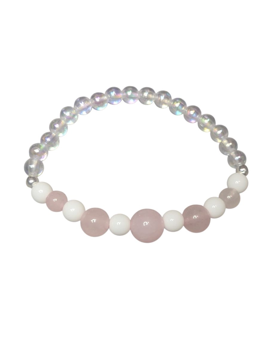 witte agaat met rozenkwarts armband