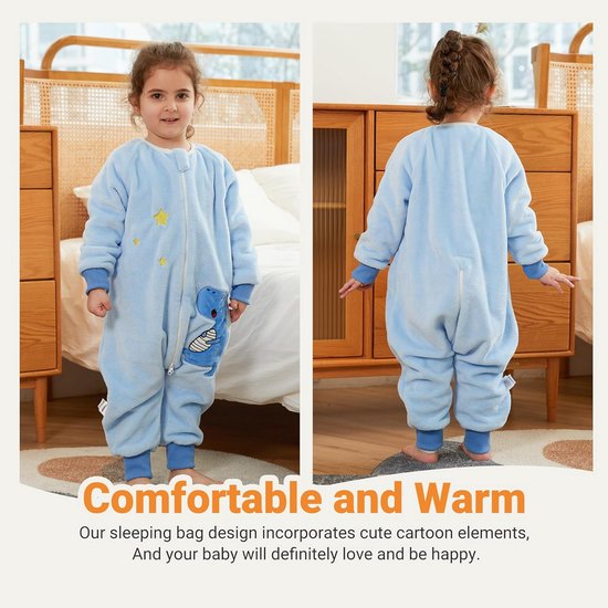 Warme Slaapzak met Voeten voor Kinderen - Flanellen Onesie met Lange Mouwen voor Peuters en Kleuters (1-6 jaar) — afbeelding 3