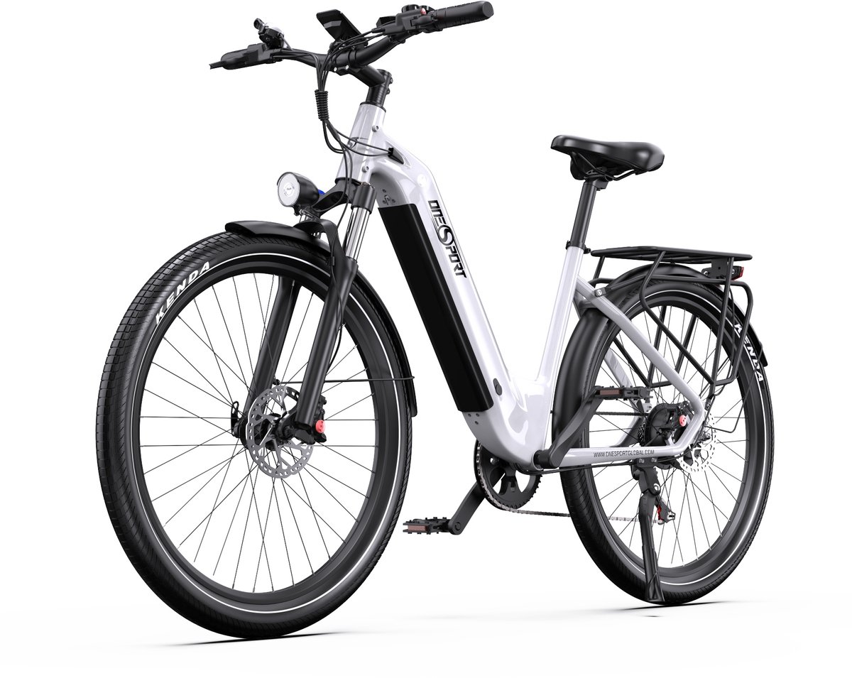 OneSport OT05 Elektrische Fiets 250W Motor 36V 18.2Ah Accu 60-120km Maximale Bereik 27.5 Inch Banden Shi o 7 Versnellingen Wit