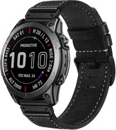 Strap-it leren band geschikt voor Garmin Fenix 9 (43mm) / 9 Pro (43mm) 8 - 43mm / Fenix 7s (Pro - Solar - Sapphire Solar) / Fenix 6s (Pro - Sapphire) / Fenix 5s (Plus - Sapphire) / Epix Pro (Gen 2) 42mm / Instinct 2s - E - Zwart