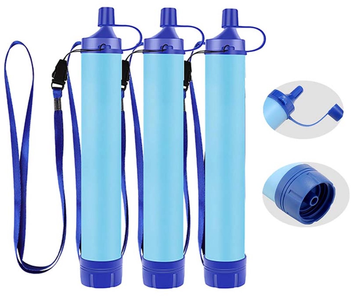 3 Stuks - Draagbaar Noodwaterfilter - Voor Camping, Wandelen, Vissen - 2,8mm Schroefbodem