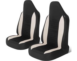 Autostoelhoezen voor de voorstoelen, set van 2, universele autostoelbeschermers, geschikt voor sedans, trucks en SUV's, beige.