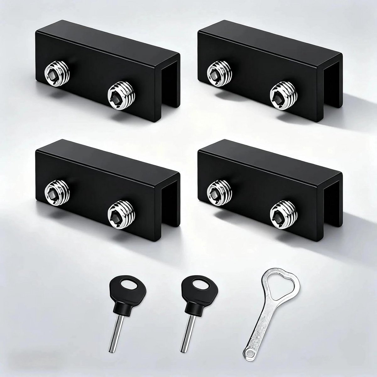 Raamsluiting Schuiframen - Veiligheidsslot Deur - Ramen Beveiligen - Hexagonaal Cilinderslot - 4 stuks - Zwart