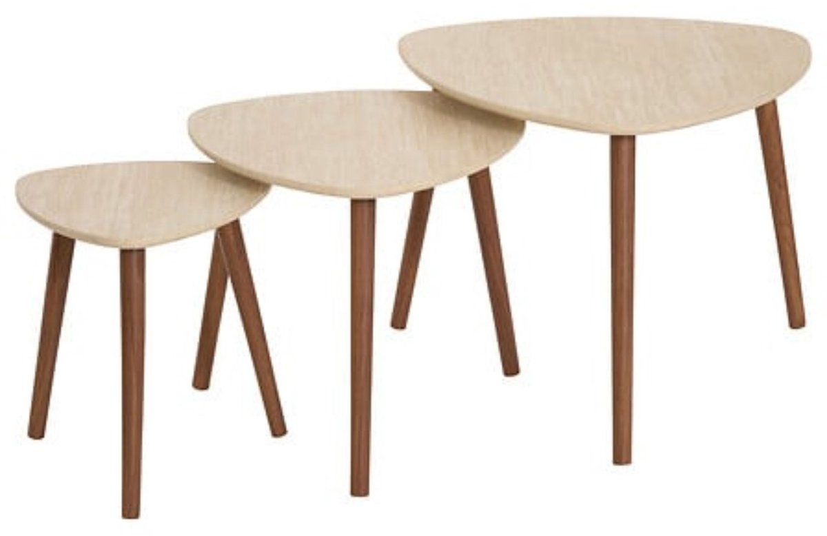 Atmosphera Design Atmosphera Miléo Travertinlook - Set van 3 bijzettafels - Beige