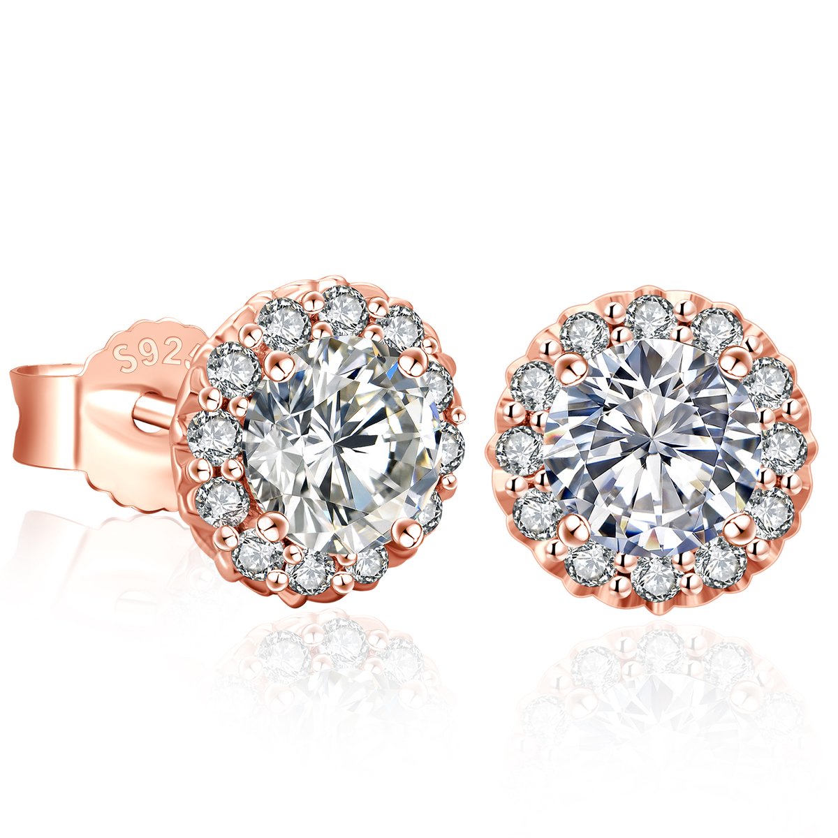 Titanix Dames Oorbellen – 1.6 Karaat Moissanite met GRA-Certificaat (Diamant Alternatief) – 925 Sterling Zilver – 14K Roségoud Verguld –Luxe knob Oorknopjes