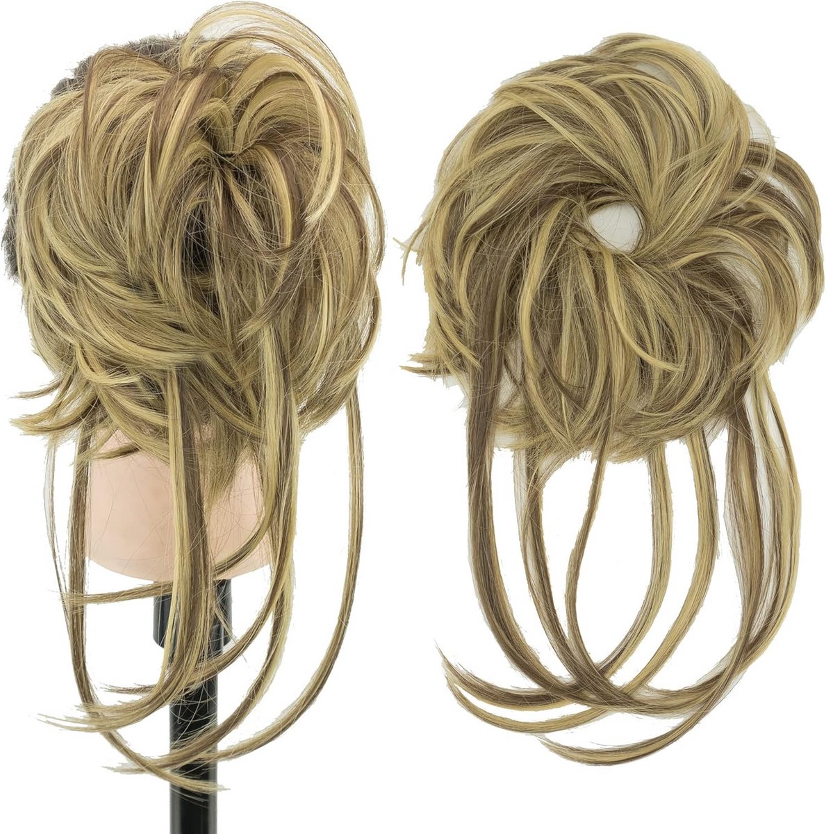 2 Stuks Rommelige Haar Knot Updo Scrunchies Wrap Paardenstaart Golvende Haarstukken