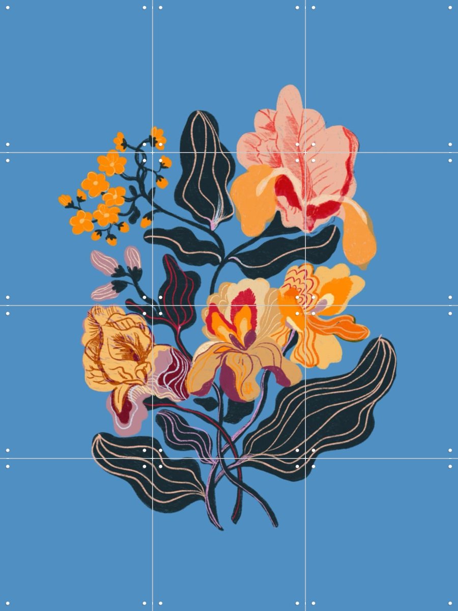 IXXI Iris, Gigi Rosado - 60 x 80 cm - Gratis ophangtool - Grote wanddecoratie en posters - Kleurrijk, Illustraties, Grafisch Ontwerp, Speels