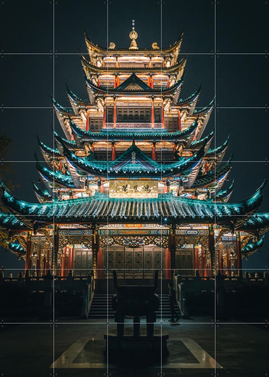 IXXI Temple Mountain Chongqing China, Tristan Zhou - 100 x 140 cm - Gratis ophangtool - Grote wanddecoratie en posters - Fotografie, Mancave