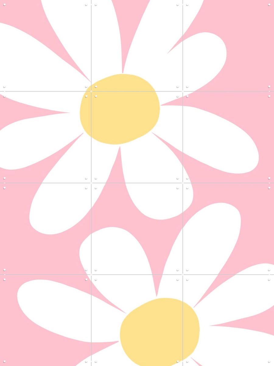 IXXI Flowers on Pink, BAINAI - 60 x 80 cm - Gratis ophangtool - Grote wanddecoratie en posters Kinderkamer, Babykamer, Kinderen