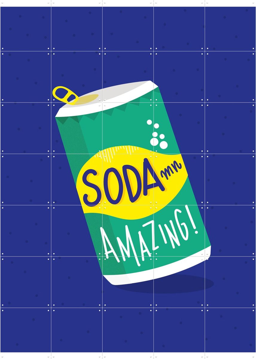IXXI Soda Mn Amazing, Jetske Kox - 100 x 140 cm - Gratis ophangtool - Grote wanddecoratie en posters - Kleurrijk, Pop art, Illustraties, Speels, Eten