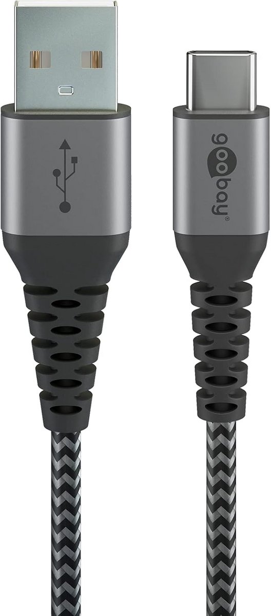 Extra Robuuste USB-C Kabel Textiel 2 Meter voor Smartphones en Laptops