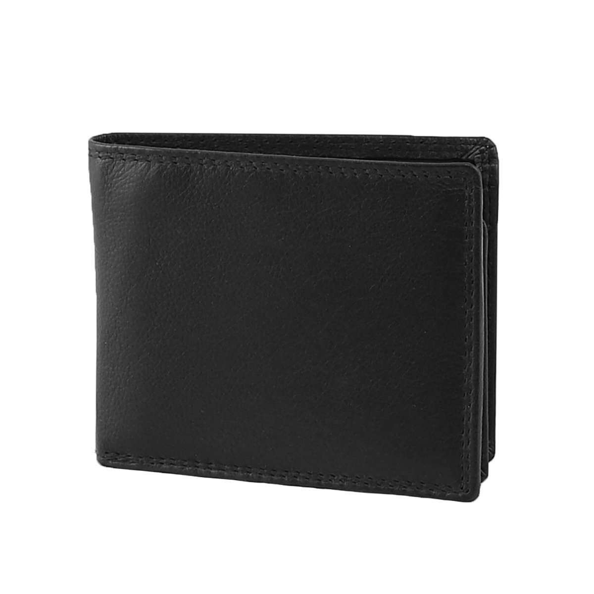 Houtkamp Compacte Leren Heren Billfold Portemonnee – Met Muntgeldvak & Flapje – 7 Pasjes – Echt Leer – Zwart