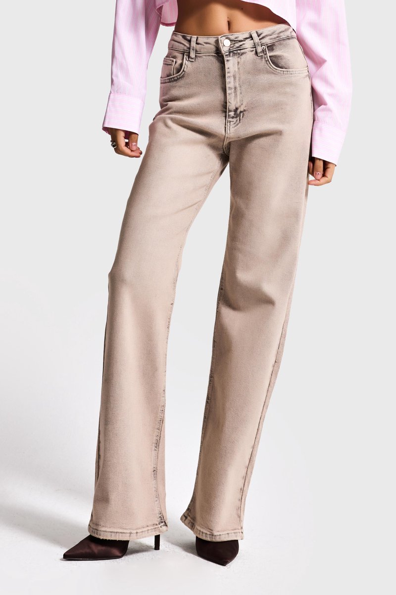 It's Basic - STRAIGHT MID RISE JEANS - TAUPE