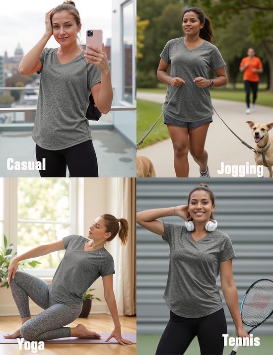 Sportshirt Dames Korte Mouw Sneldrogend Kreukvrij voor Yoga en Wandelen — afbeelding 5