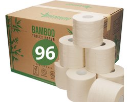 96 SuperRollen | 3-Laags Ongebleekt Bamboe Toiletpapier | Natuurlijk Zacht & Duurzaam Eco Wc Papier | Voordeel Verpakking XXL