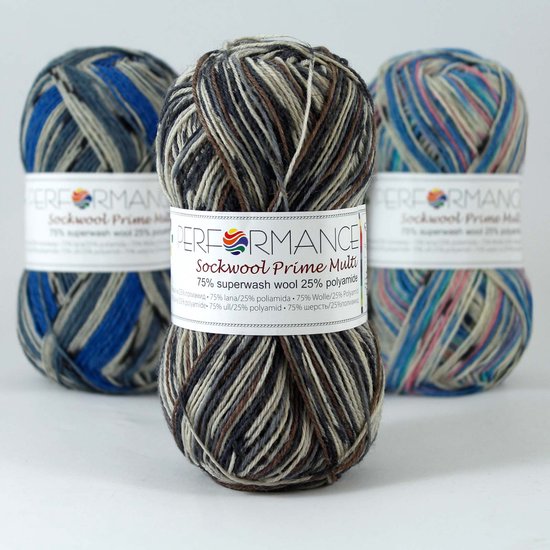 Performance Sockwol Prime Multi - grijs/bruin(17523) -Sokkenwol - 3 bollen van 50 gram - naalden 2/3 mm.