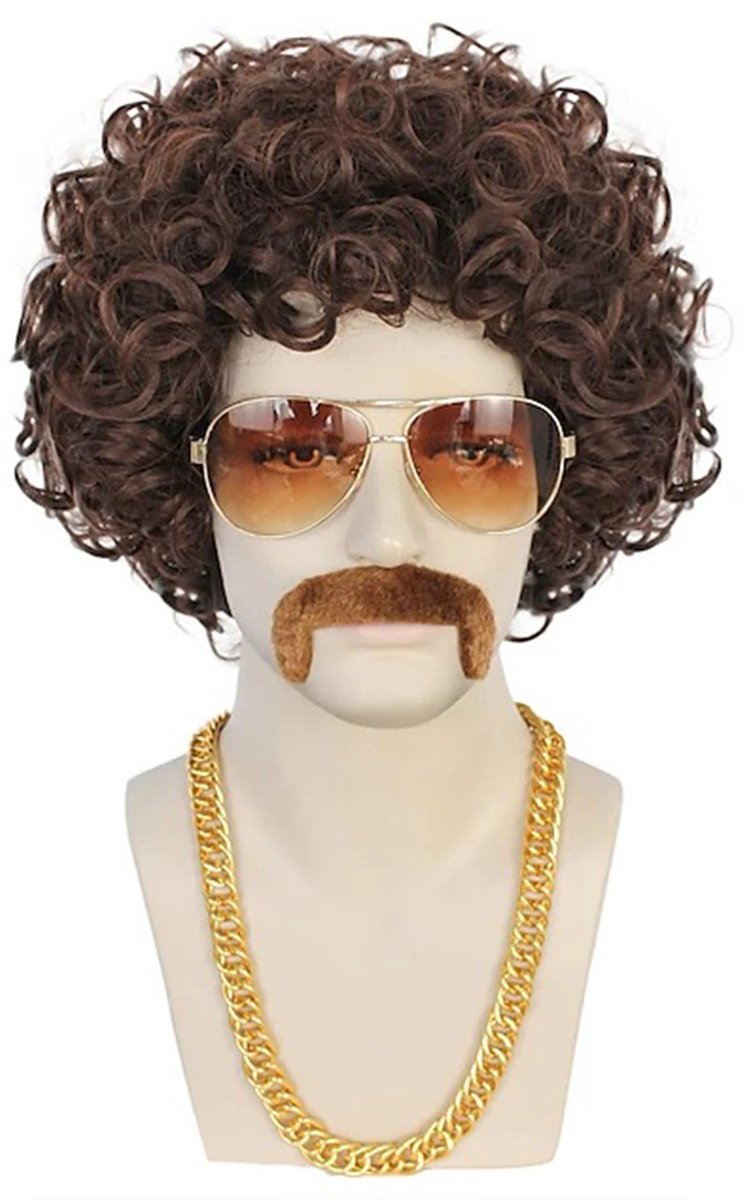 EYUSALL Krullende Pruik voor Halloween - Donkere Krullende Afro Pruik voor Carnaval, Cosplay & Feestjes