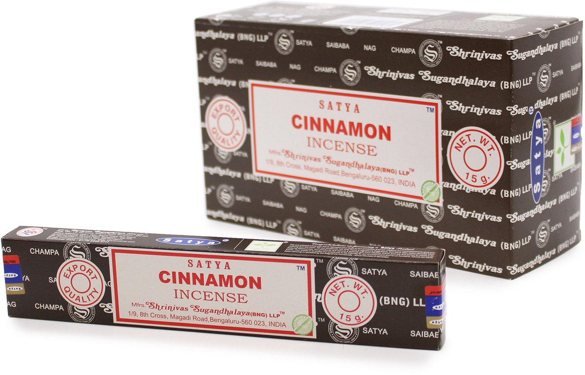 Ancient Wisdom Satya - cinnamon - wierook - kaneel - wierookstokjes - doos 12 stuks van 15 gram