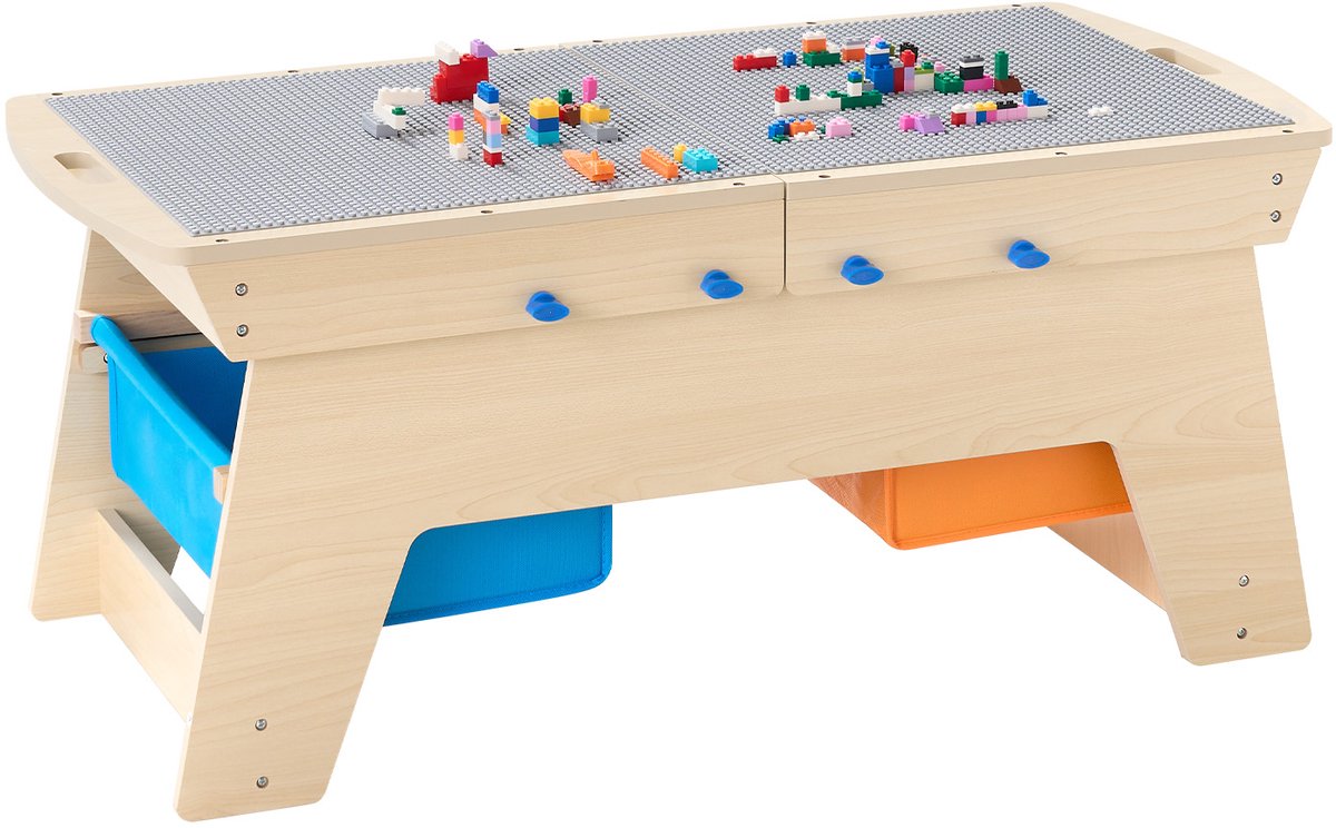 VEVOR Kindertafel Activiteitentafel Speeltafel Bouwsteentafel Houten 90,5x49,7x39,3cm