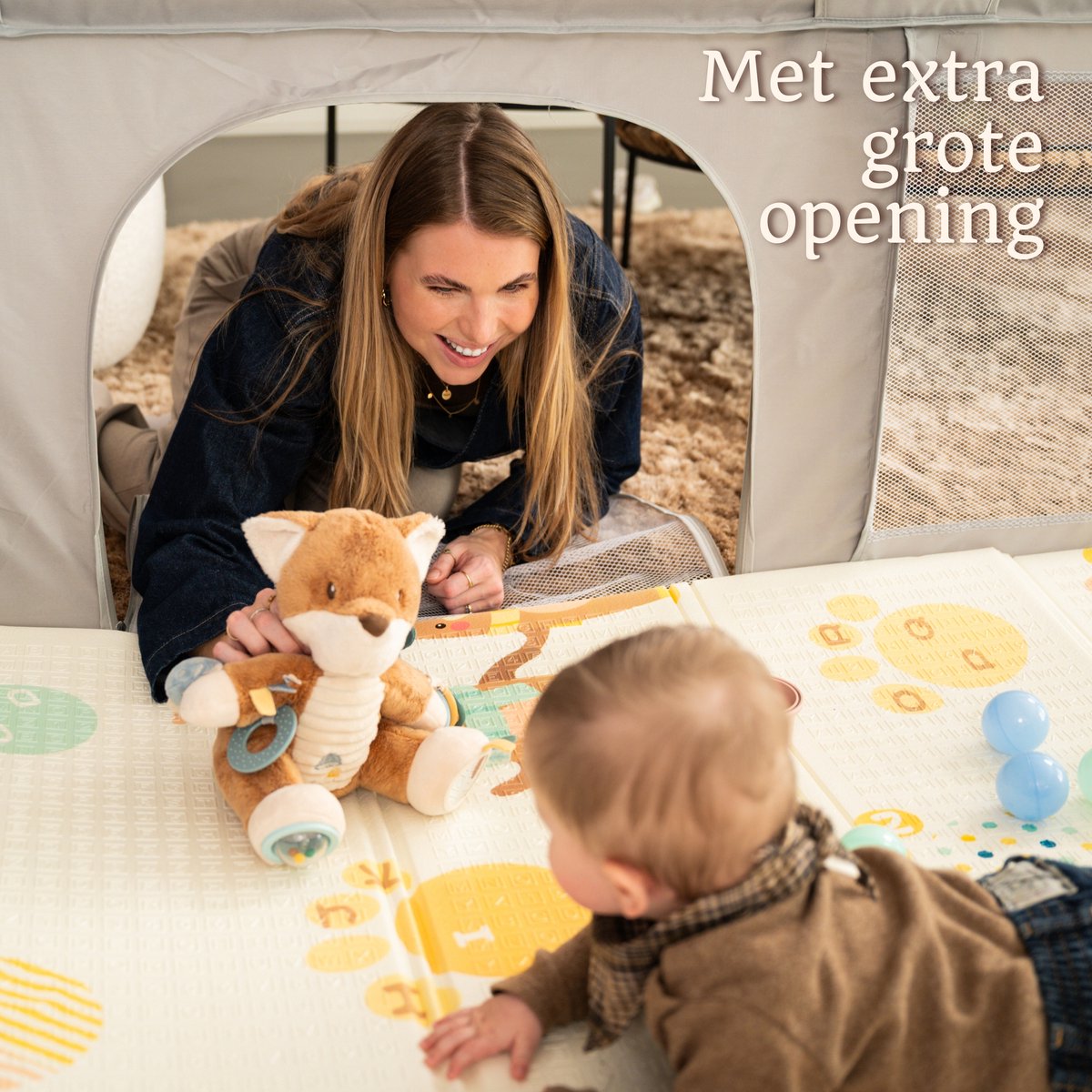 Grondbox – Top kwaliteit - Stevig - Eenvoudig - Twee formaten - 180x150cm - Inclusief Dubbelzijdige Speelmat – Baby Speelbox met 50x Speelballen - Kinderbox - Babybox - Box voor baby's - Kruipbox - Baby box - Playpen - Grijs – foto 4